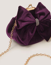 Velvet Bow Clip Frame Bag, Purple (PURPLE), large