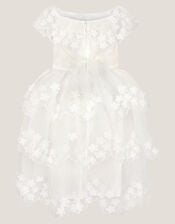 Rebecca Appliqu&eacute; Floral Scallop Dress, Ivory (IVORY), large