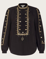 Glenna Embellished Blouse, Black (BLACK), large