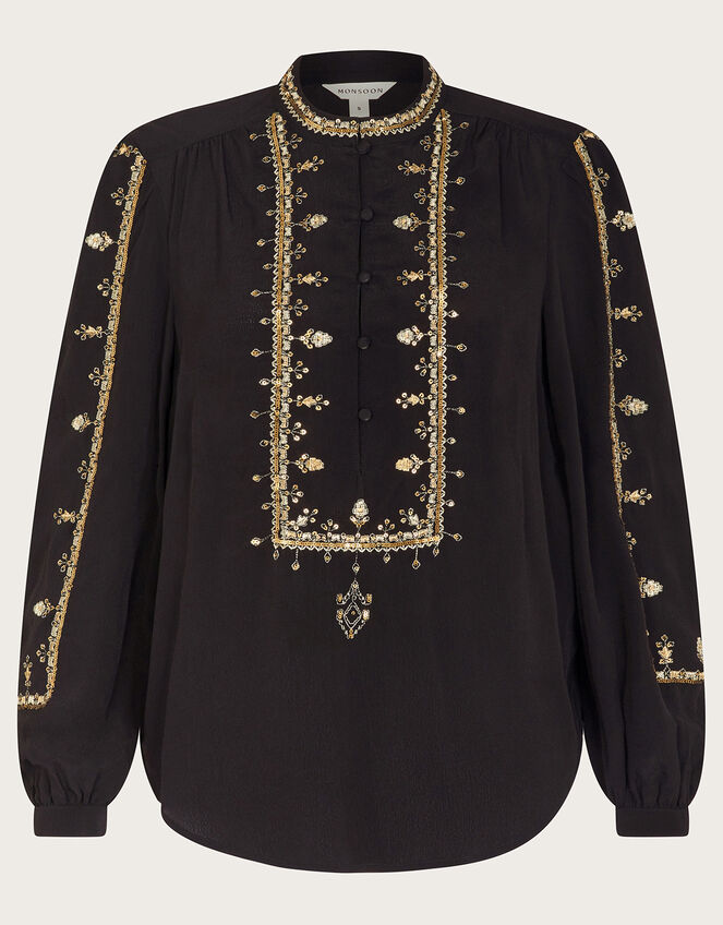 Glenna Embellished Blouse, Black (BLACK), large