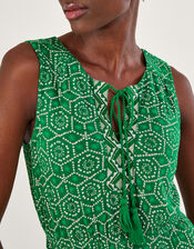 Geometric Print Jersey Jumpsuit in LENZING™ ECOVERO™, Green (GREEN), large