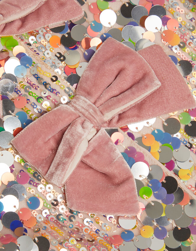 Zoe Velvet Bow Rainbow Sequin Jacket, Multi (MULTI), large