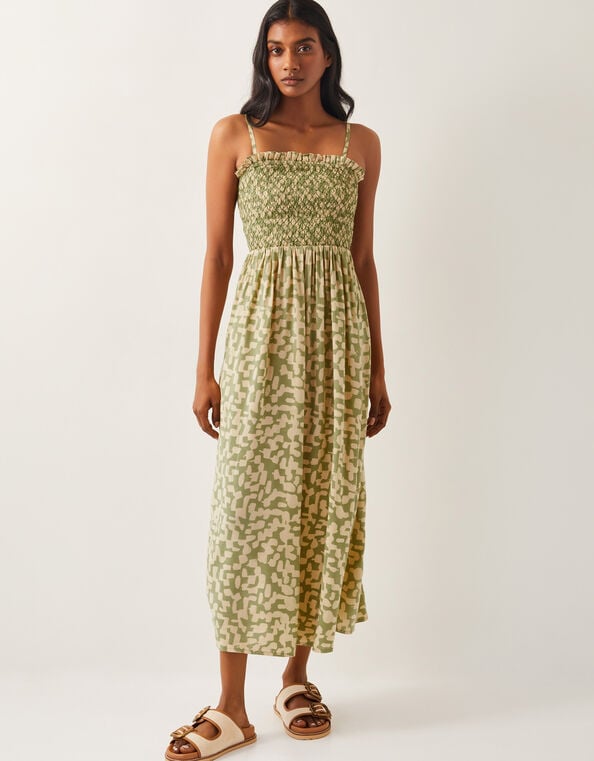 Ania Geometric Bandeau Dress, Green (GREEN), large