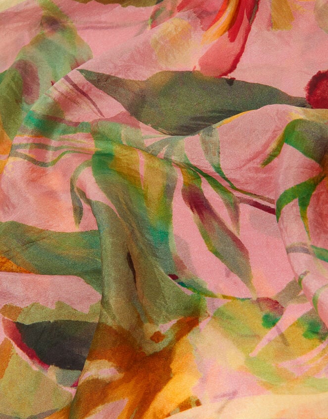 Aimee Lou Large Floral Silk Scarf, Pink (PINK), large