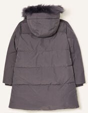 Asymmetric Ruffle Coat, Grey (GREY), large