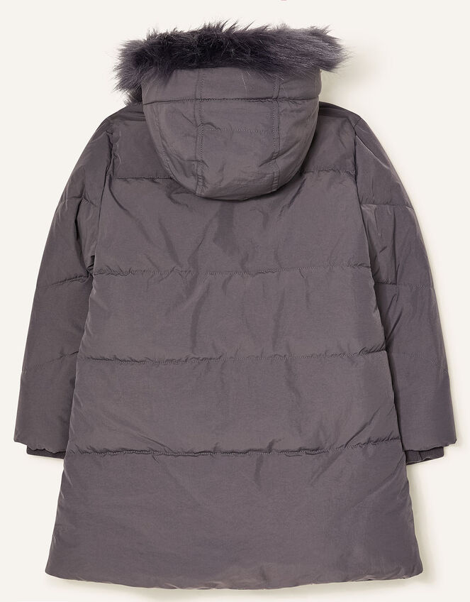 Asymmetric Ruffle Coat, Grey (GREY), large