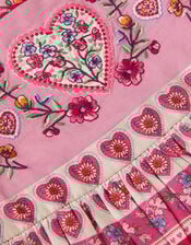 Baby Heart Embroidered Floral Print Dress, Pink (PINK), large