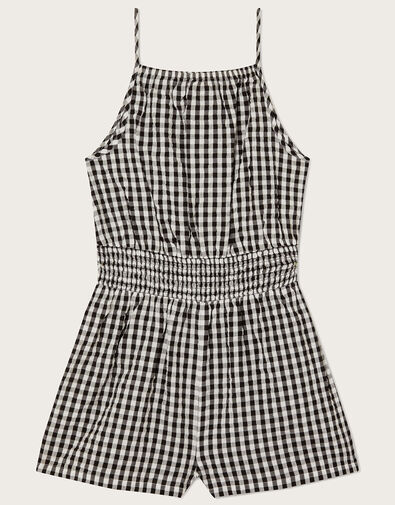 Gingham Playsuit, Black (BLACK), large
