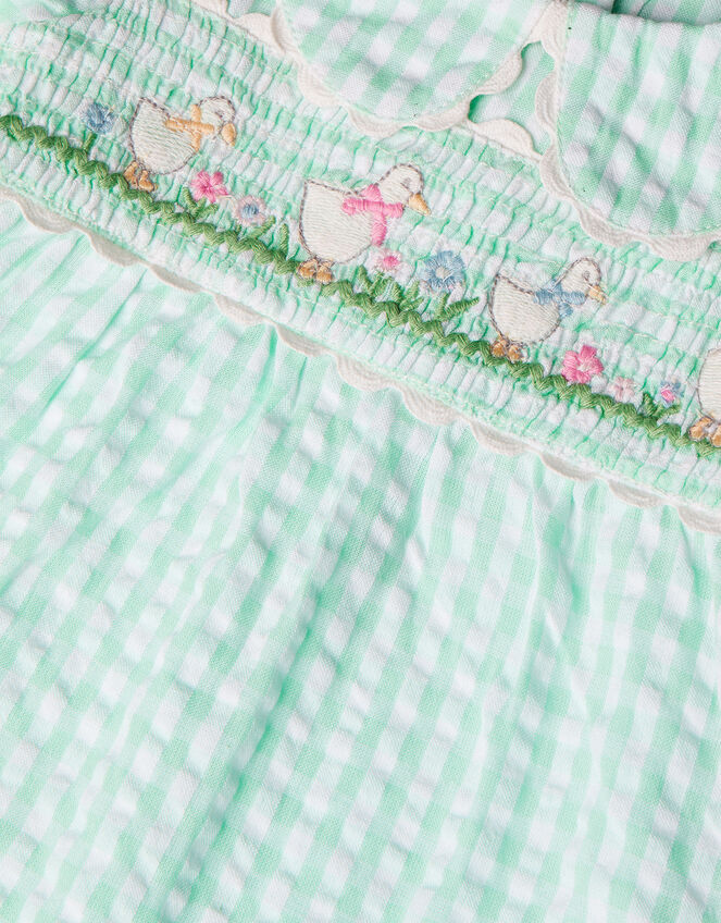 Newborn Gingham Duck Romper , Green (GREEN), large