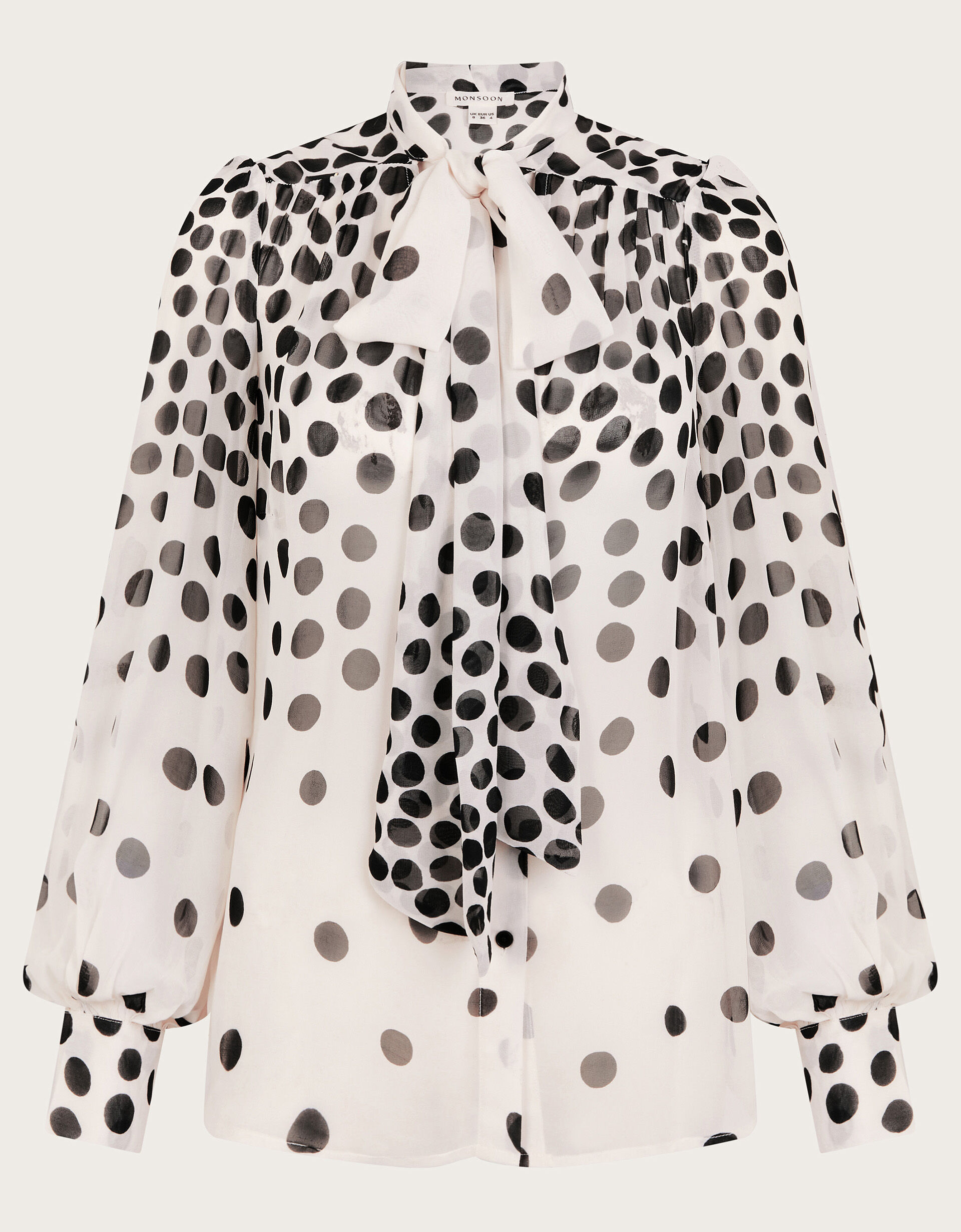 White blouse with black spots hotsell