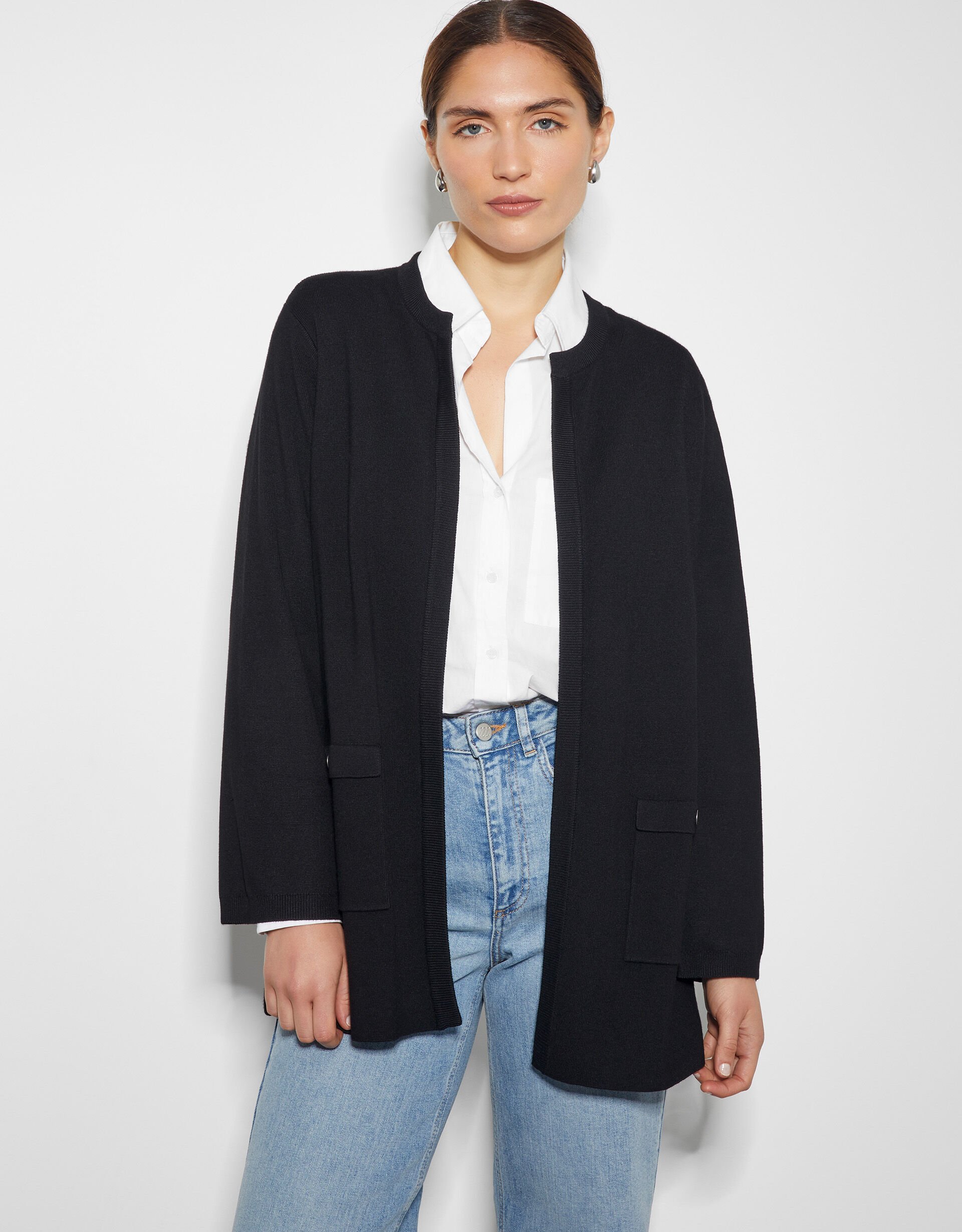 Penny Open Front Pocket Cardigan Black