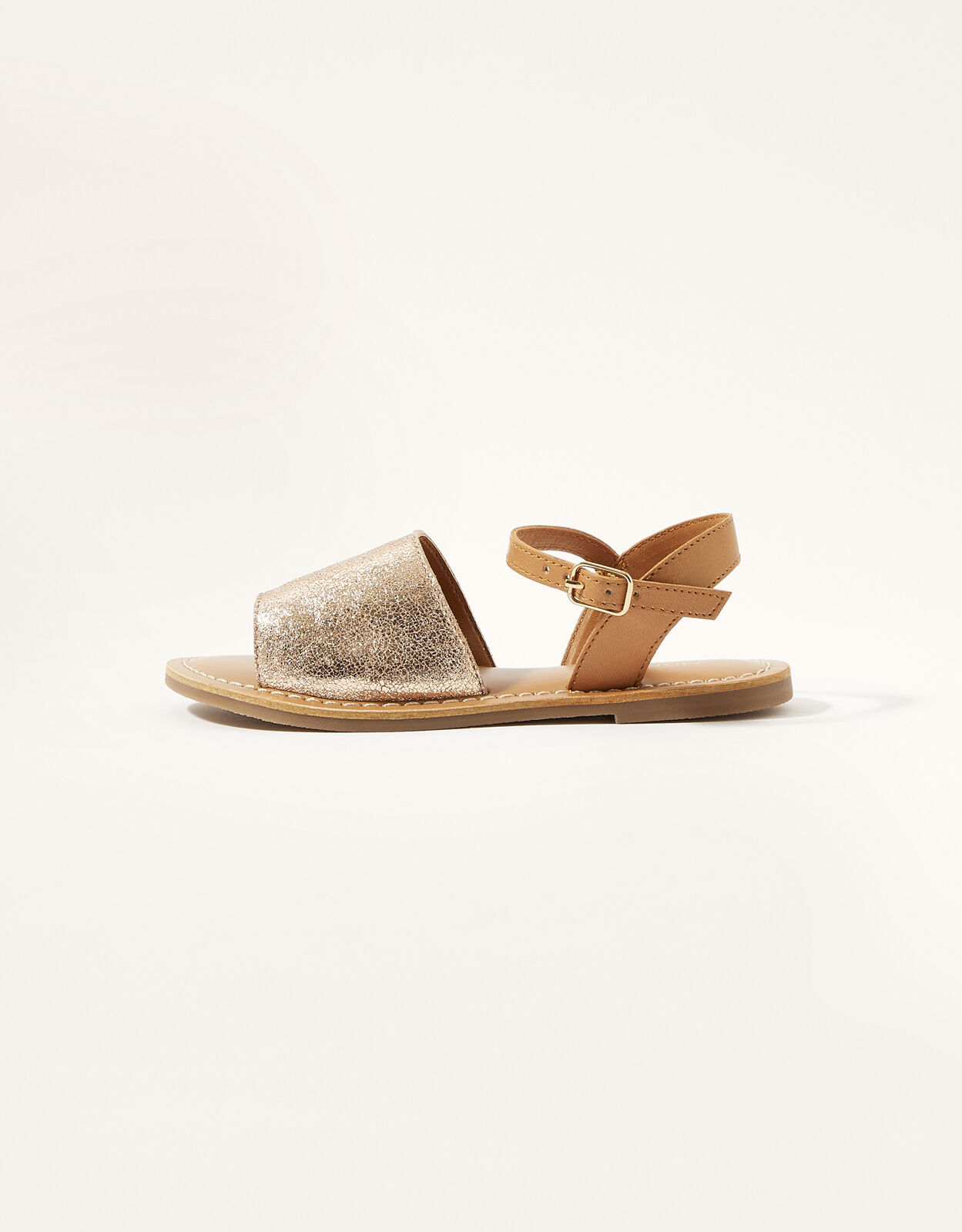 Zeta Peep-Toe Leather Sandals Gold 
