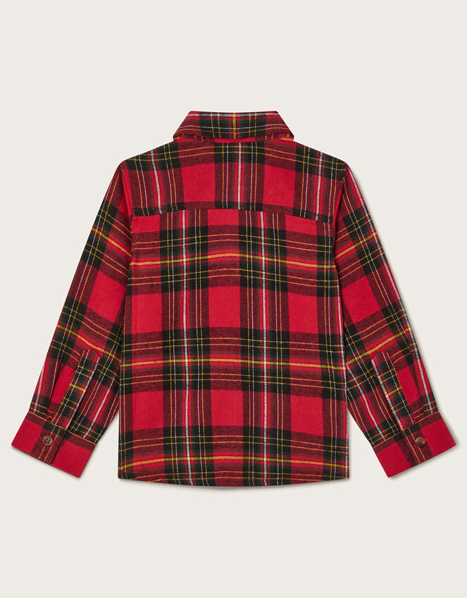 Long Sleeve Tartan Flannel Shirt, Multi (MULTI), large