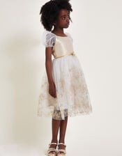 Land of Wonder Puff Sleeve Princess Steeple Dress, Natural (CHAMPAGNE), large