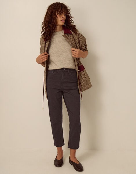 Julia Cropped Cigarette Jeans, Black (BLACK), large