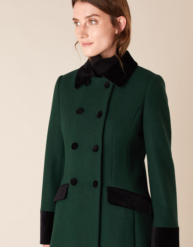 Opera Skirted Coat in Wool Blend, Green (GREEN), large