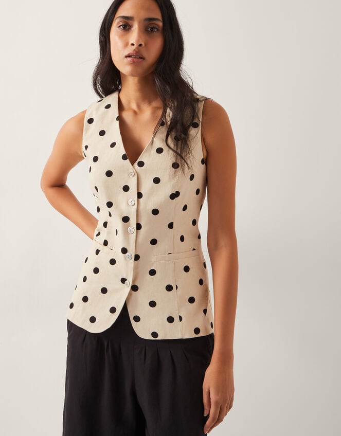 Isabel Polka Dot Vest, Ivory (IVORY), large