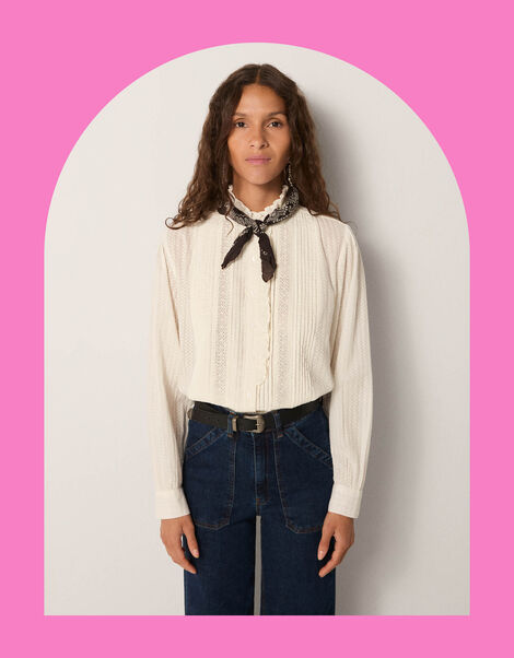 Maison Hotel Bella Frill Blouse, White (WHITE), large