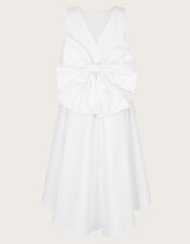 Sabrina Oversized Bow Communion Dress, White (WHITE), large