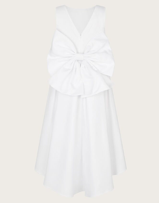 Sabrina Oversized Bow Communion Dress, White (WHITE), large