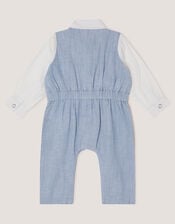 Newborn Arlo Waistcoat Romper, Blue (BLUE), large