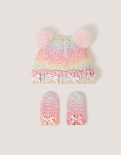 Baby Bow Ombr&eacute; Hat & Mittens Set, Multi (MULTI), large