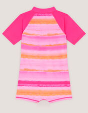 Tie Dye UPF50+ Short Sleeve Swimsuit, Pink (PINK), large