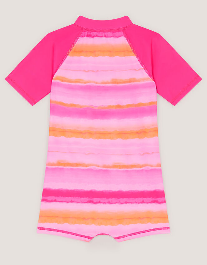 Tie Dye UPF50+ Short Sleeve Swimsuit, Pink (PINK), large