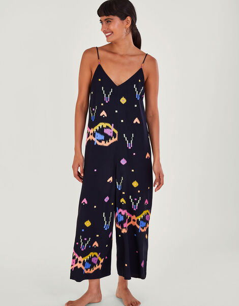 Giovanni Embroidered Jumpsuit, Black (BLACK), large