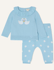 Newborn Knitted Swan Set, Blue (BLUE), large