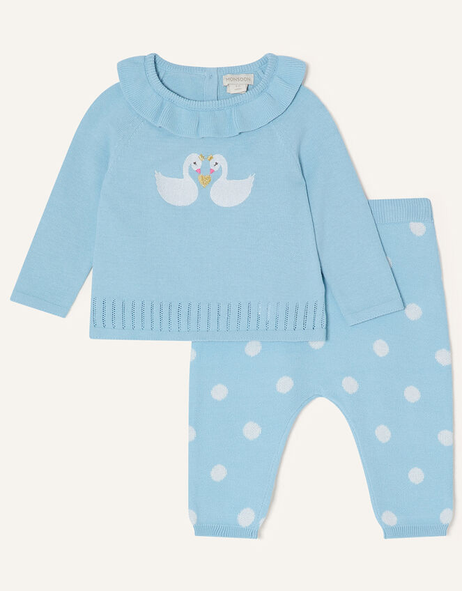 Newborn Knitted Swan Set, Blue (BLUE), large