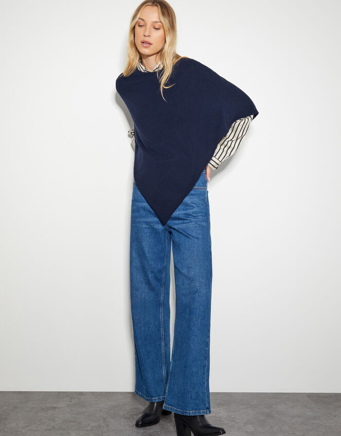 Carly Poncho, Blue (NAVY), large