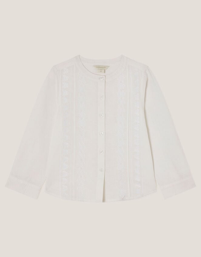 Embroidered Kurta Shirt, Ivory (IVORY), large