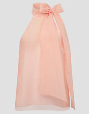 Vera Sleeveless Organza Pussybow Top, Pink (PINK), large