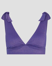 Eve Shimmer Tie-Strap Bikini Top, Blue (NAVY), large