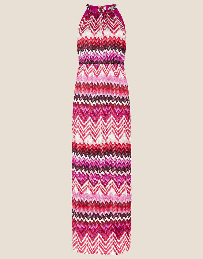 Printed Crinkle Maxi Dress with Recycled Polyester, Pink (PINK), large