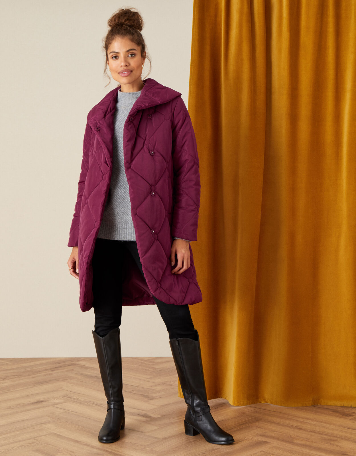Terry Diamond Padded Coat Red Women s Coats Monsoon ROI