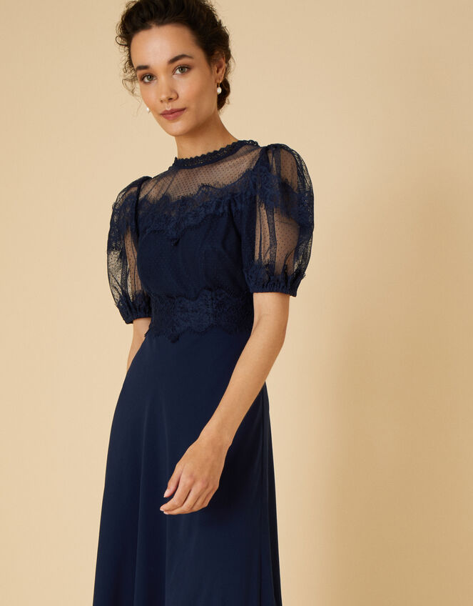 Debbie Chantilly Lace Dress, Blue (NAVY), large