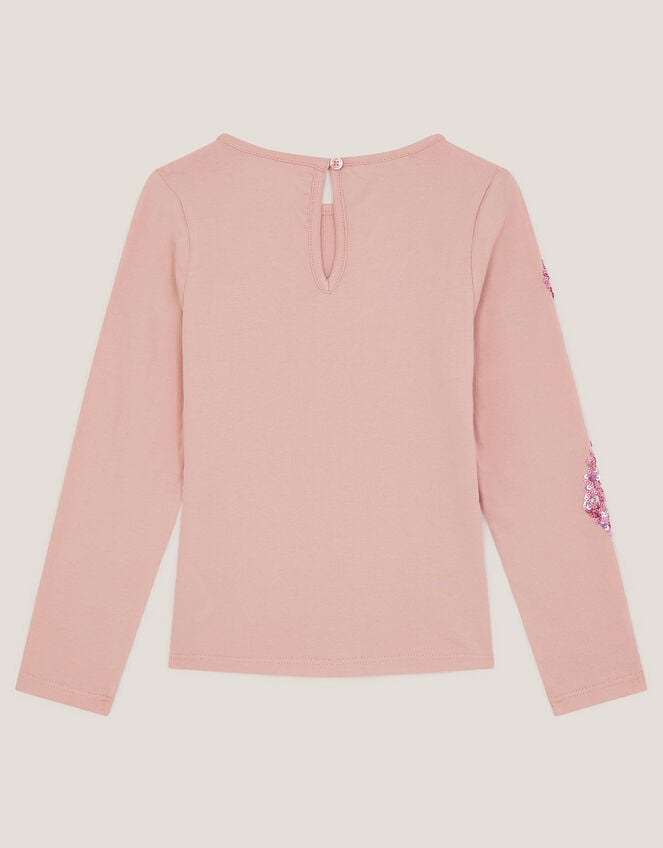 Sequin Bow Long Sleeve Top, Pink (PINK), large