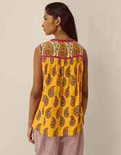 Magdalena Sleeveless Paisley Top, Yellow (YELLOW), large