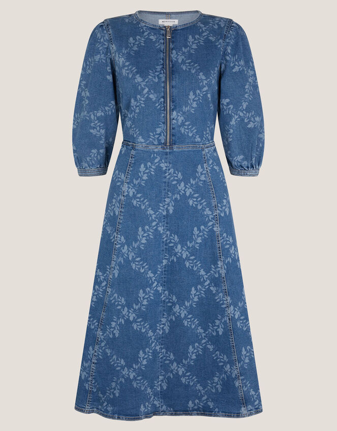 Hailsey Floral Denim Midi Dress, Blue (DENIM BLUE), large