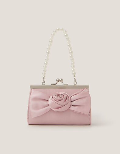 Satin Rose Bow Mini Bag, Pink (PALE PINK), large