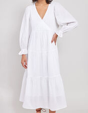 East Lesia Long Sleeve Tiered Midi Dress, White (WHITE), large