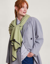 Embroidered Scallop Soft Touch Scarf, Green (GREEN), large