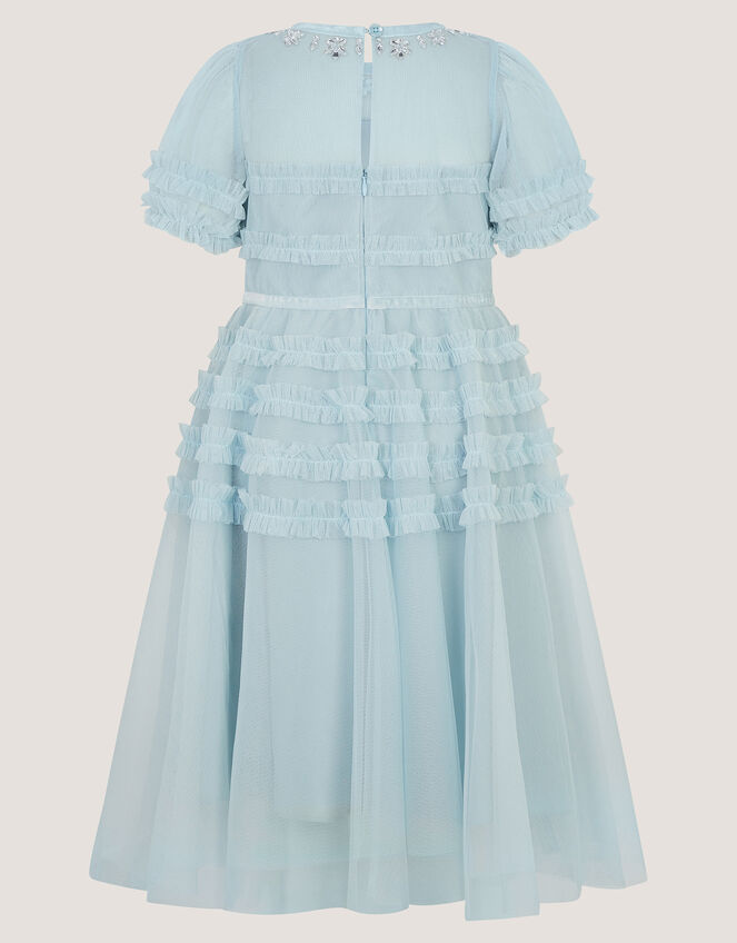 Natalia Embellished Ruffle Party Dress, Blue (PALE BLUE), large