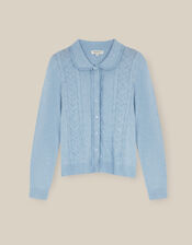 Carey Cable Knit Cardigan, Blue (PALE BLUE), large