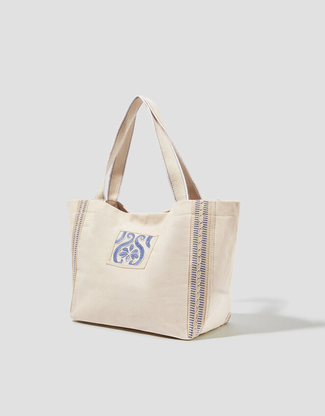 Valli Embroidered Canvas Beach Bag, , large