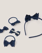 Bow School Hair Set, Blue (NAVY), large
