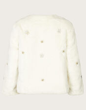 Faux Fur Embellished Jacket, Ivory (IVORY), large