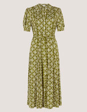 Kalani Geometric Jersey Midi Shirt Dress, Green (GREEN), large